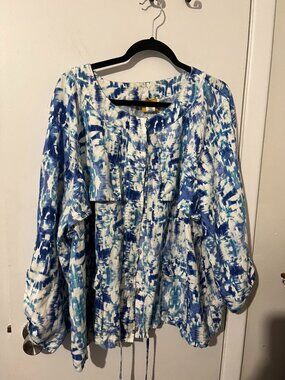 RUBY RD. Multi Color Linen Blend JACKET Snaps SZ 24W